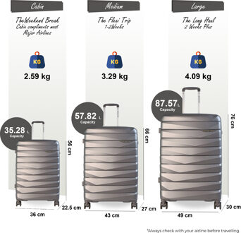 Harde TSA-koffer met rookgrijze, sterke koffer voor 8 wielen, handbagage, vakantiekoffer - maat Grijs