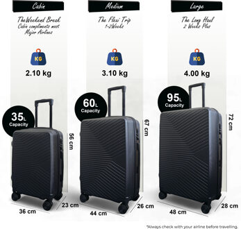 Harde zwarte koffer, robuuste 8-wiel bagage, handbagagetas