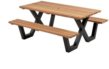 Hardhout - Picknicktafel - Bruin - 180x160x76 cm