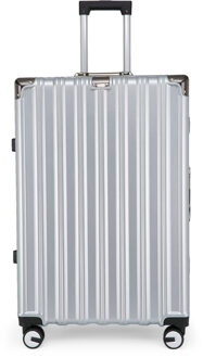 Hardshell Zilveren Kofferset Robuuste 8 Wiel Bagage Cabine Tas - S