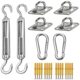 Hardware Kit Luifel Accessoires Carabiner Clip Hook Schroeven Zonnescherm Zeil Zilver Outdoor Spanschroef Set Gereedschap Rvs