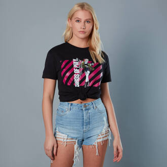 Harley Quinn Pink Stripes Unisex Birds of Prey T-Shirt - Black - L Zwart
