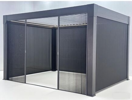 Harmonica-muggennet - 3m - Accessoire Voor Pergola Actual - Zwart - Insectenwerend - Aluminium