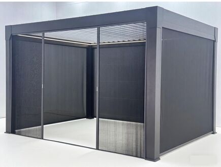 Harmonica-muggennet - 6m - Accessoire Voor Pergola Actual - Zwart - Insectenwerend - Aluminium