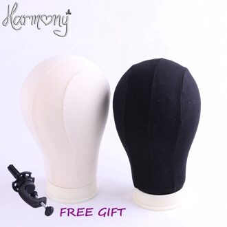 Harmonie Voorraad 1 Stuk 23Inch Off-Wit Beige Kleur Canvas Hoofd Voor Pruik Maken Poly Mannequin Foam hoofd