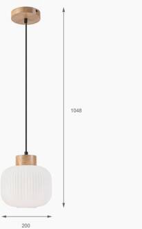 Harmony hanglamp, Ø 20 cm, opaal glas, eikenhout, E27 opaalwit, eik