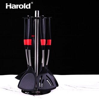 Harold Keukengerei Silicagel Spatel Thuisgebruik Roergebakken Gerecht Schop Roestvrij Pan Special-Purpose Schop Keuken F 6stk reeks met houder