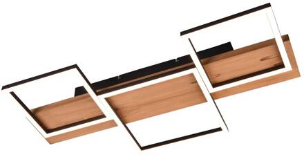 Harper LED plafondlamp met drie vierkanten bruin, zwart mat