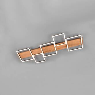 Harper LED plafondlamp met vijf vierkanten bruin, zwart mat