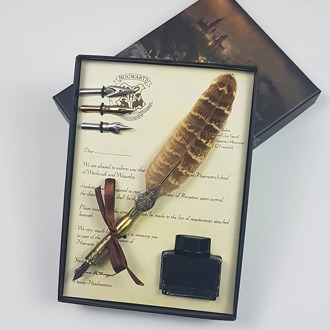 Harried Potter Vintage Feather Quill Dip Calligraphy Fountain Pen Writing Ink Set Stationery Gift Box European Retro