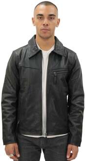 Harrington koeienhuid leren herenjack-Lima - maat 2XL Zwart