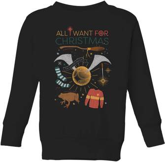 Harry Potter All I Want Kids' Christmas Sweatshirt - Black - 134/140 (9-10 jaar) Zwart - L