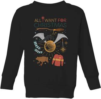 Harry Potter All I Want Kids' Christmas Sweatshirt - Black - 98/104 (3-4 jaar) Zwart - XS