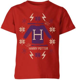 Harry Potter Christmas Sweater kinder t-shirt - Rood - 122/128 (7-8 jaar)