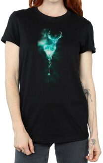 Harry Potter Dames/Dames Patronus Stag Katoenen Vriendje T-shirt (Zwart) - 3XL