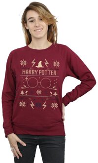 Harry Potter Dames/Dames Sweatshirt met Kerstpatroon (Bourgondië) Bourgogne - 2XL