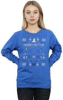 Harry Potter Dames/Dames Sweatshirt met Kerstpatroon (Koningsblauw) - L