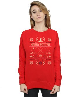 Harry Potter Dames/Dames Sweatshirt met Kerstpatroon (Rood) - maat XL