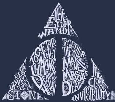 Harry Potter Deathly Hallows Text Hoodie - Navy - S