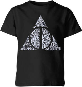 Harry Potter Deathly Hallows Text kinder t-shirt - Zwart - 110/116 (5-6 jaar)