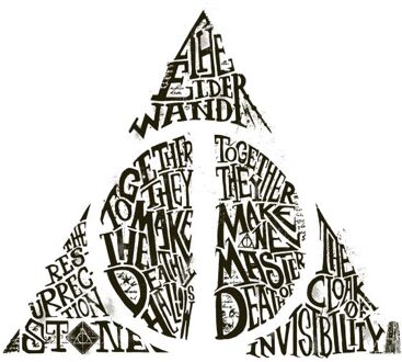 Harry Potter Deathly Hallows Text t-shirt - Wit - 3XL