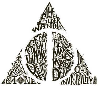Harry Potter Deathly Hallows Text t-shirt - Wit - S