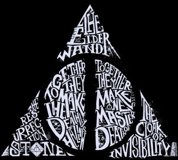 Harry Potter Deathly Hallows Text t-shirt - Zwart - 5XL