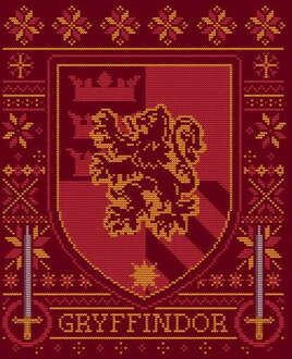 Harry Potter Gryffindor Crest kersttrui - Burgundy - XL Wijnrood