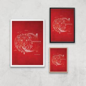 Harry Potter Gryffindor Giclee Art Print - A3 - Wooden Frame Meerdere kleuren