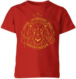 Harry Potter Gryffindor Lion Badge kinder t-shirt - Rood - 110/116 (5-6 jaar)