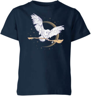 Harry Potter Hedwig Broom kinder t-shirt - Navy - 122/128 (7-8 jaar)