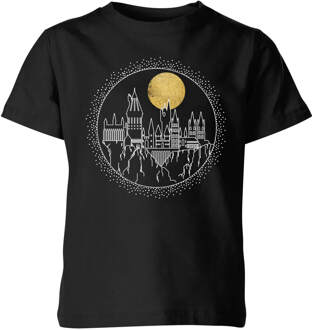 Harry Potter Hogwarts Castle Moon kinder t-shirt - Zwart - 122/128 (7-8 jaar)