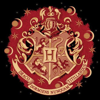 Harry Potter Hogwarts Christmas Crest dames t-shirt - Zwart - 3XL