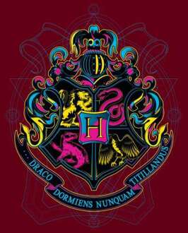 Harry Potter Hogwarts Neon Crest Hoodie - Burgundy - L - Burgundy