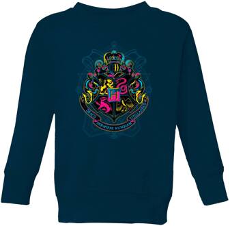 Harry Potter Hogwarts Neon Crest Kids' Sweatshirt - Navy - 122/128 (7-8 jaar) - Navy blauw - M