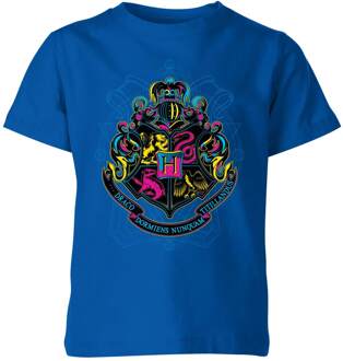 Harry Potter Hogwarts Neon Crest Kids' T-Shirt - Blue - 98/104 (3-4 jaar) Blauw - XS