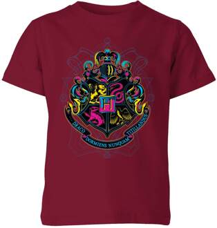 Harry Potter Hogwarts Neon Crest Kids' T-Shirt - Burgundy - 146/152 (11-12 jaar) - Burgundy - XL