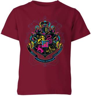 Harry Potter Hogwarts Neon Crest Kids' T-Shirt - Burgundy - 146/152 (11-12 jaar) Rood - XL