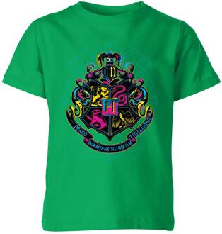 Harry Potter Hogwarts Neon Crest Kids' T-Shirt - Green - 122/128 (7-8 jaar) - Groen - M