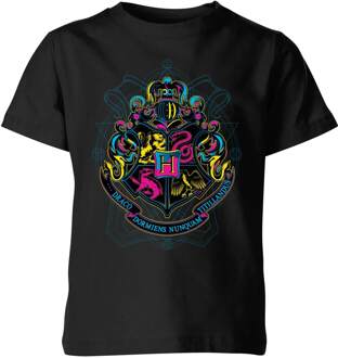 Harry Potter Hogwarts Neon Crest kinder t-shirt - Zwart - 122/128 (7-8 jaar)