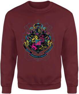 Harry Potter Hogwarts Neon Crest Sweatshirt - Burgundy - L - Burgundy