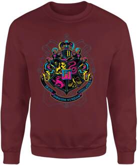 Harry Potter Hogwarts Neon Crest Sweatshirt - Burgundy - XL Rood