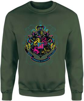 Harry Potter Hogwarts Neon Crest Sweatshirt - Green - L - Groen