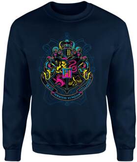 Harry Potter Hogwarts Neon Crest Sweatshirt - Navy - L - Navy blauw