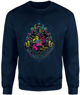 Harry Potter Hogwarts Neon Crest Sweatshirt - Navy - S Blauw
