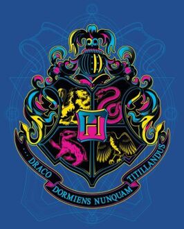 Harry Potter Hogwarts Neon Crest Women's T-Shirt - Blue - L - Blue