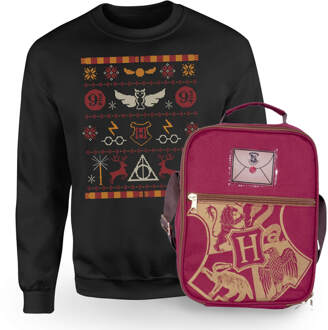 Harry Potter Hogwarts Sweatshirt & Bag Bundle - Black - Dames - L - Zwart