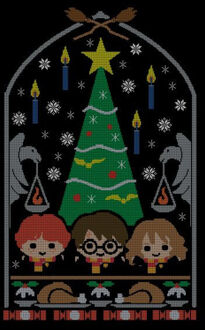 Harry Potter Hogwarts Tree dames kerst t-shirt - Zwart - 3XL