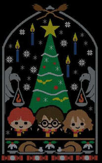 Harry Potter Hogwarts Tree kerst t-shirt - Zwart - S
