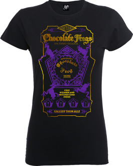 Harry Potter Honeydukes Chocolate Frogs Dames T-shirt - Zwart/Paars/Goud - L